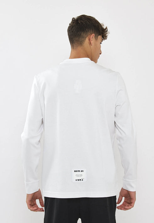 Replay tshirt טישרט ריפליי שרוול ארוך לבן לגבר